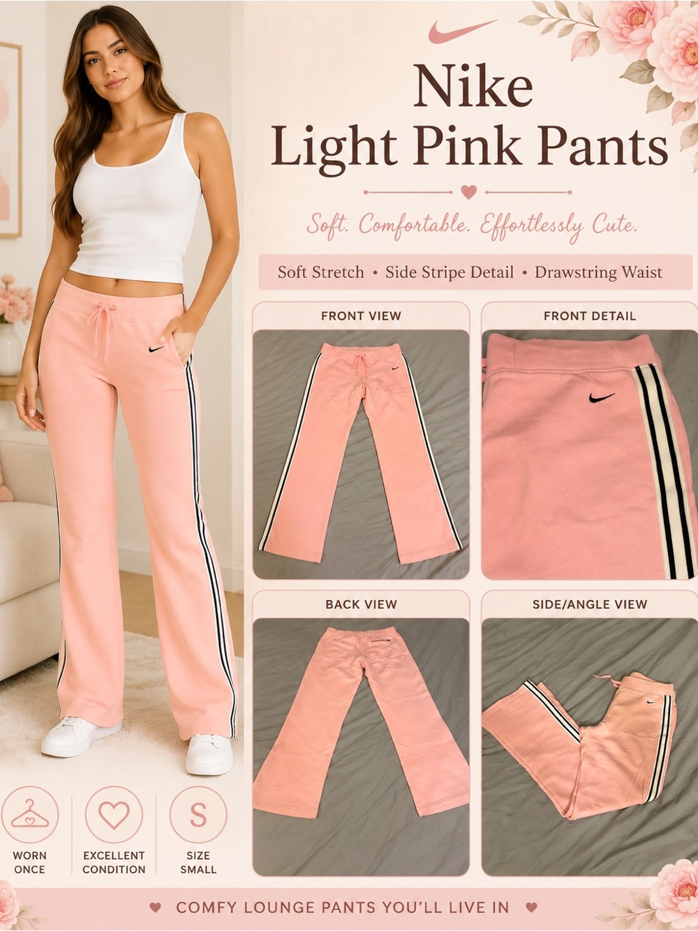 Women Nike worn once an hour indoors Light Pink paid $135